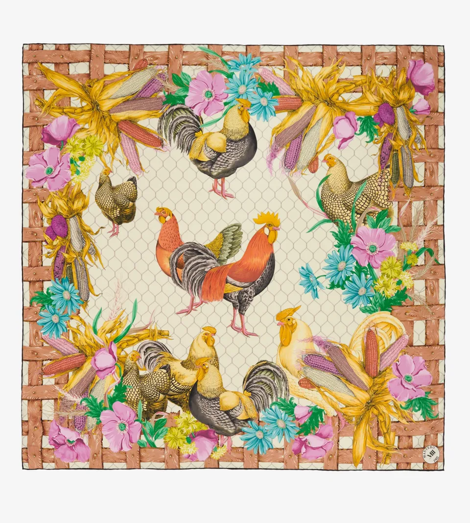 mantero-1902-archivio-n-44-il-gallo-foulard-classic-carr-90x90-cm image 1