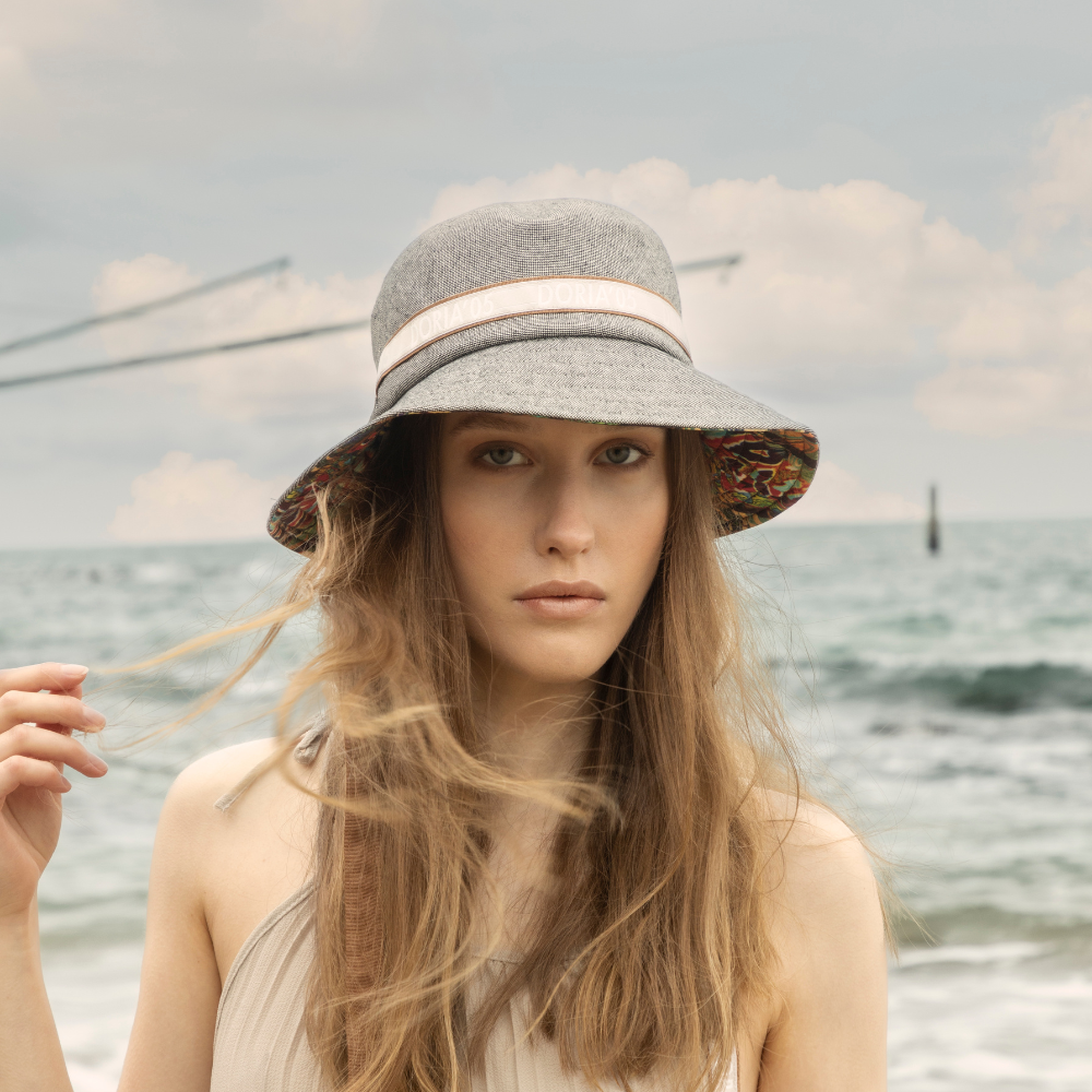doria-1905-orano-cappello-bucket-reversibile-in-canvas-cotone-grigio-safari image 2