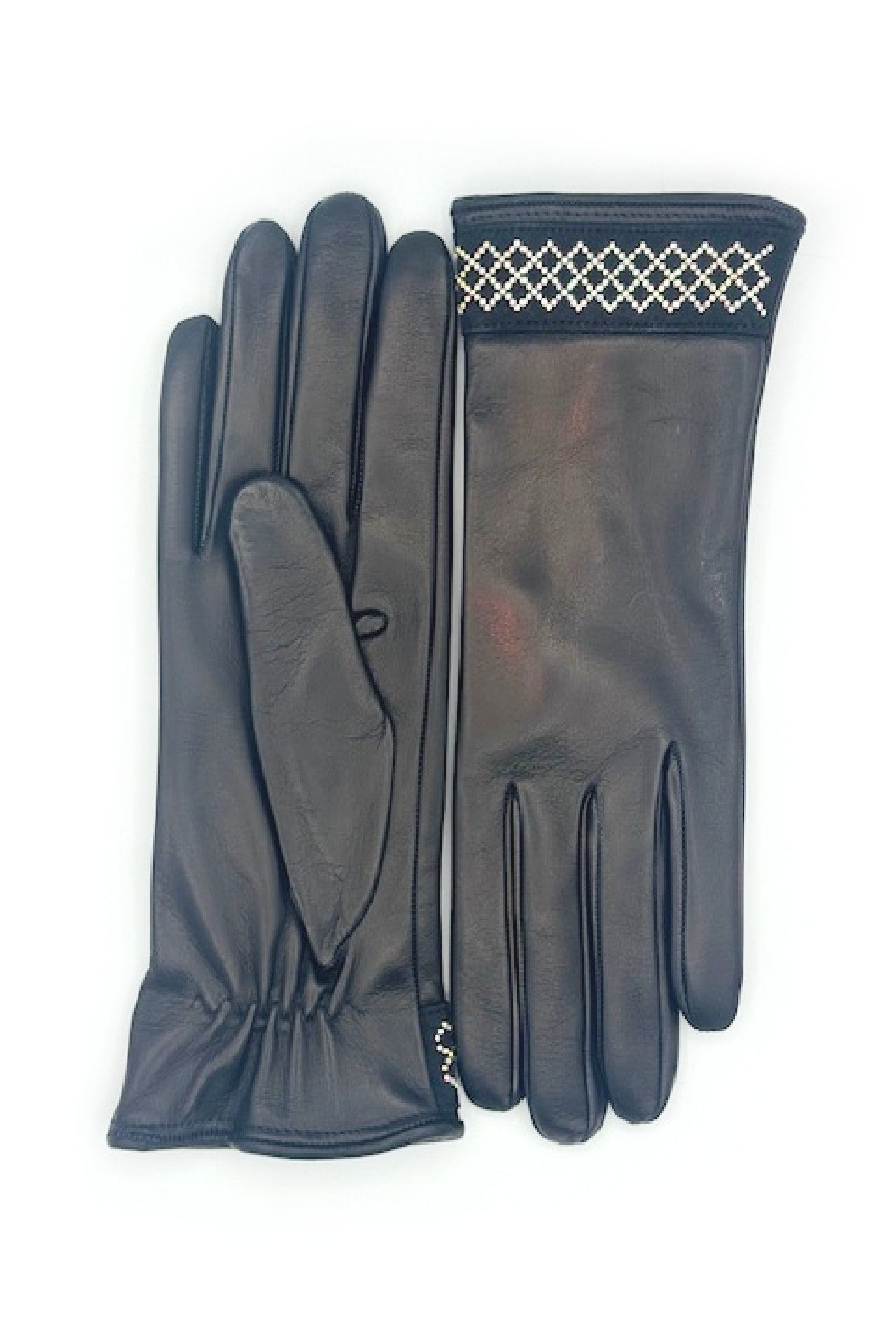 sermoneta-gloves-guanto-in-nappa-con-bracciale-strass-al-polso-nero image 2