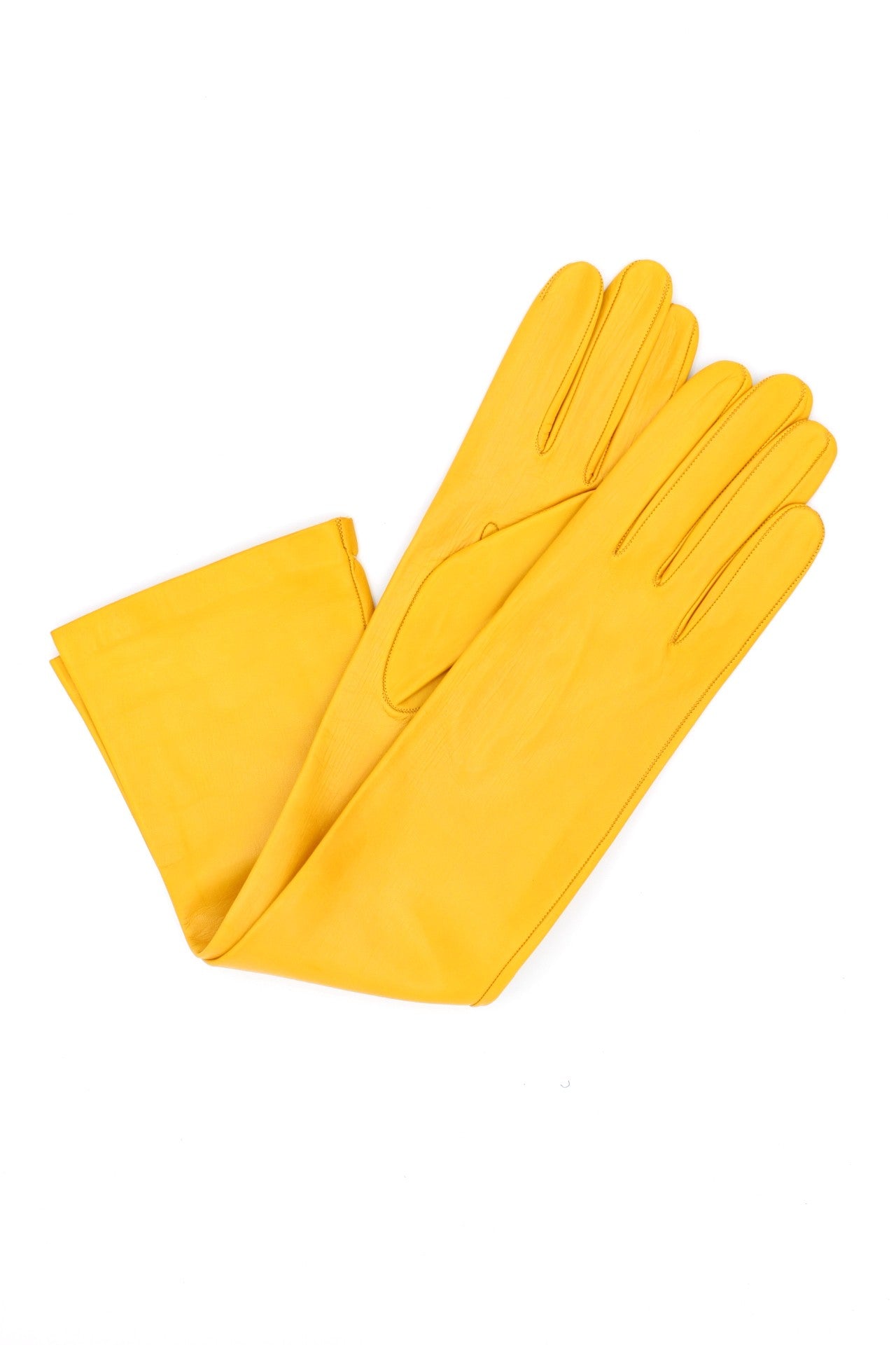 sermoneta-gloves-guanto-opera-in-nappa-di-capretto-foderato-seta-lungo-giallo-oc image 1