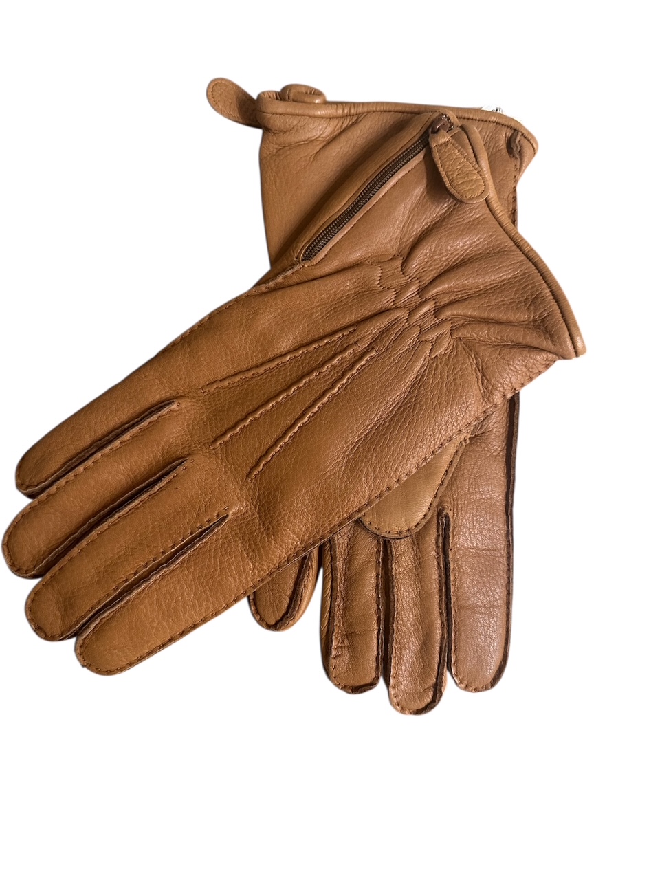 merola-gloves-guanti-in-pelle-di-daino-con-fodera-in-cashmere-e-zip-colore-cork- image 1