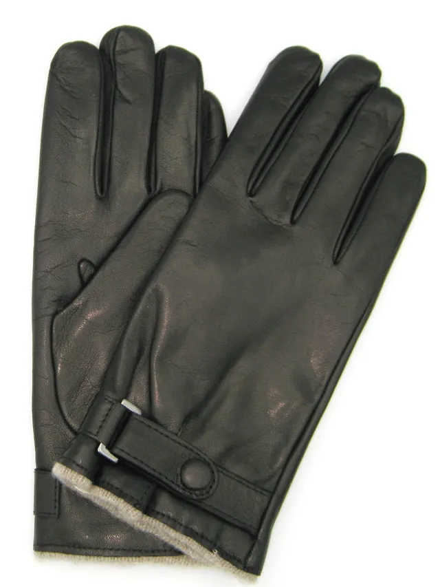 sermoneta-gloves-guanto-nappa-foderato-cashmere-con-cinturino-nero image 1