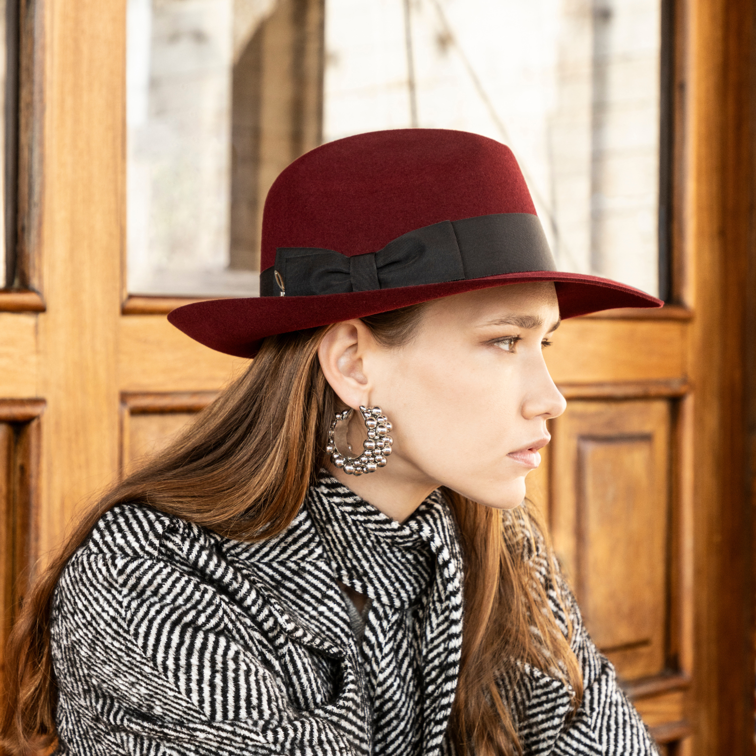 doria-1905-dalida-cappello-fedora-in-feltro-di-lapin-rasato-rosso-copertino image 2