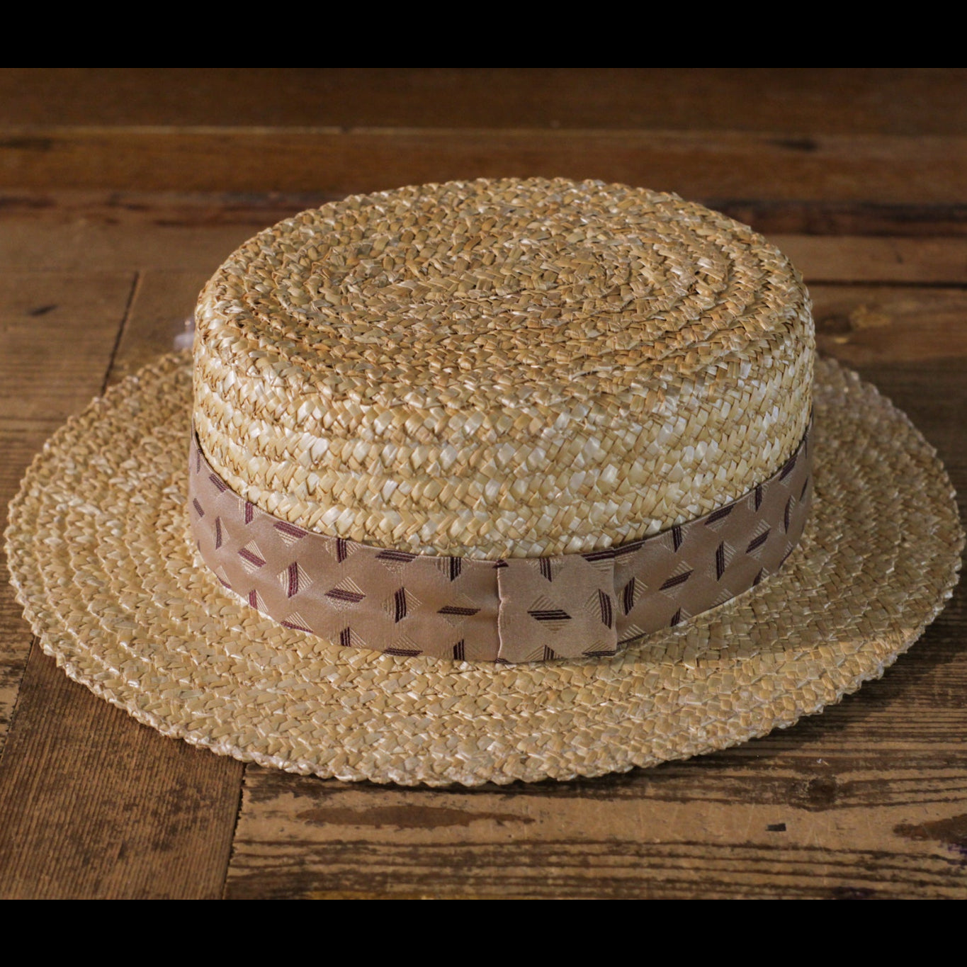 cappellificio-biellese-1935-boater-hat-gold-rectangle-cappello-in-paglia-rigida image 1