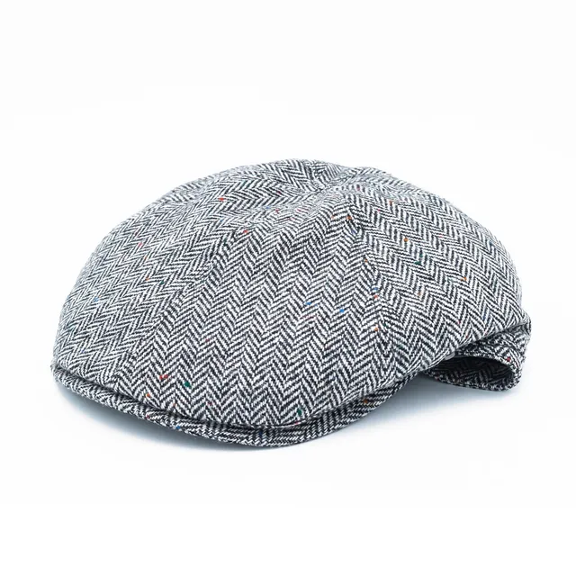 doria-1905-ed-berretto-a-spicchi-in-lana-vergine-grigio-nero image 1