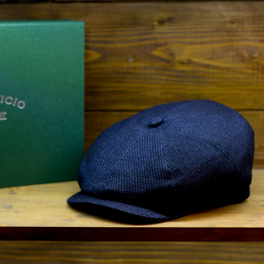 cappellificio-biellese-1935-baker-boy-micro-pied-de-poule-blue-navy-in-100-lana image 2