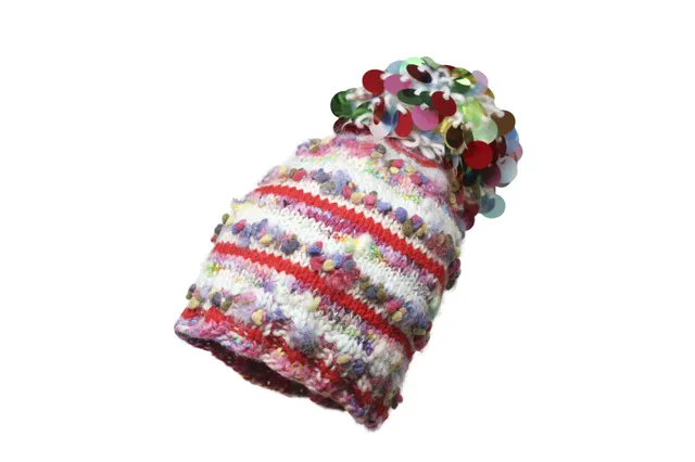 grevi-motley-cappello-invernale-con-pom-pom-paillettes image 1
