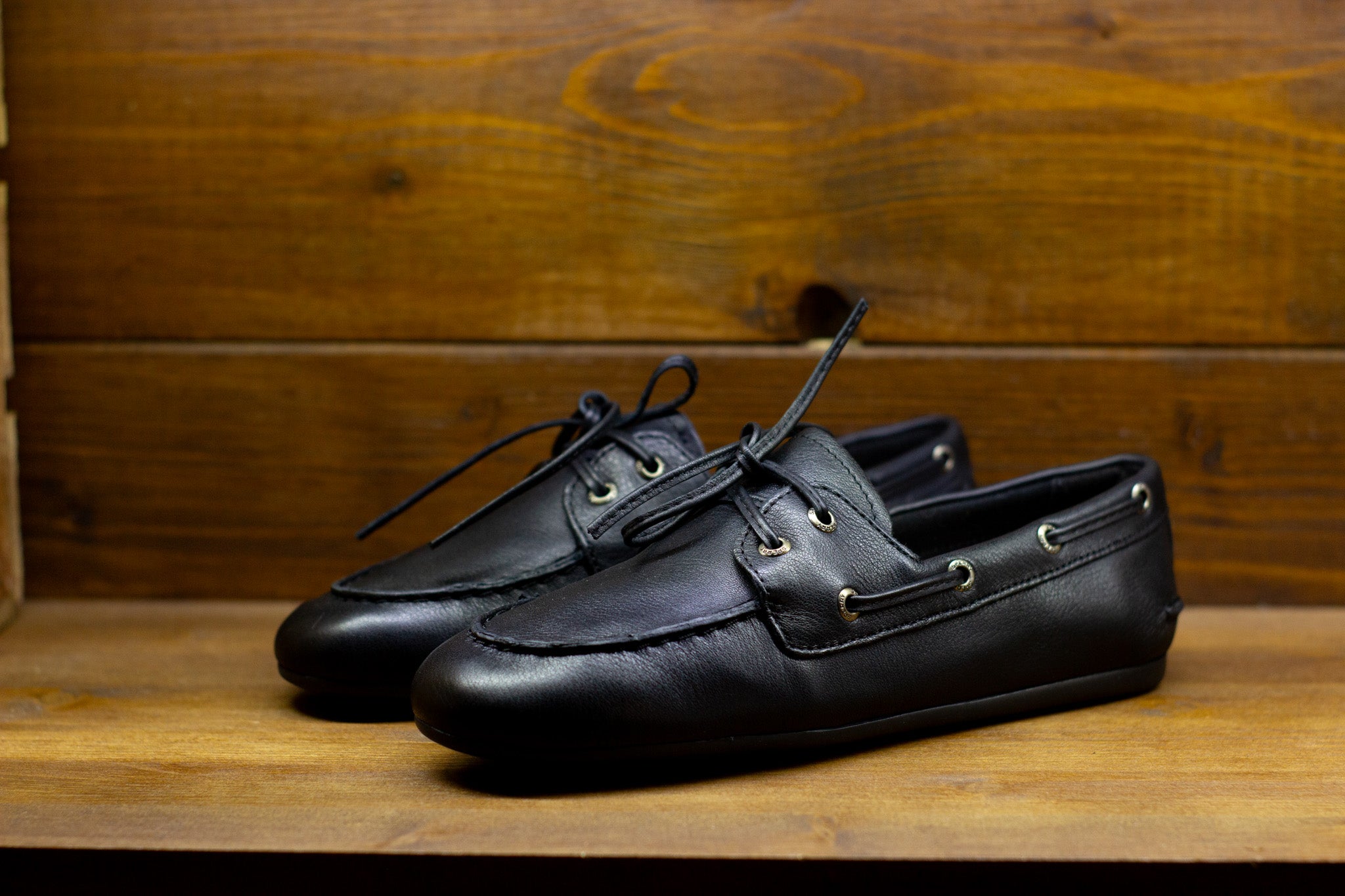 cappellificio-biellese-1935-slim-boat-shoes-in-pelle-nera-tumbled image 2