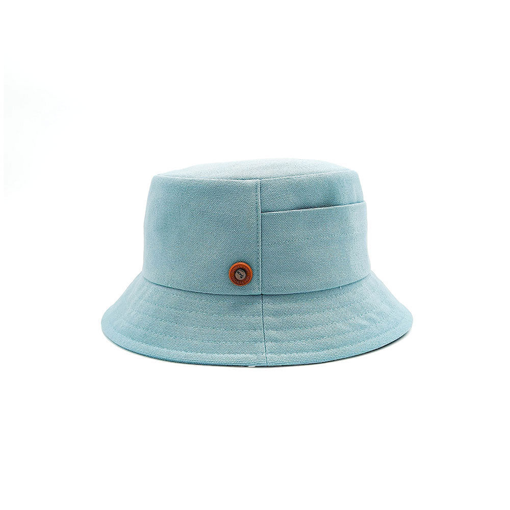 doria-1905-boris-bucket-in-tela-olona-azzurro-piscina-con-tasca image 3