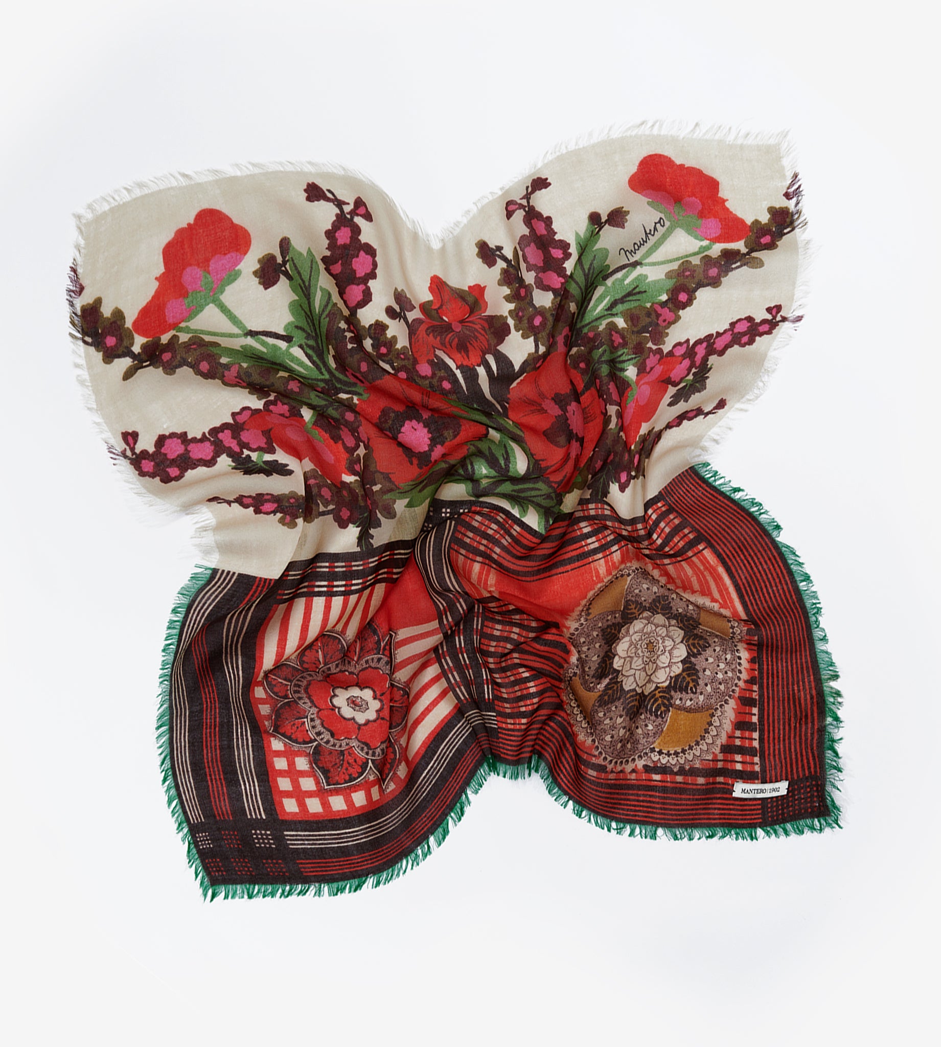 mantero-1902-jardin-des-vestiges-small-carr-70x70-in-seta-sfrangiato-a-mano image 5