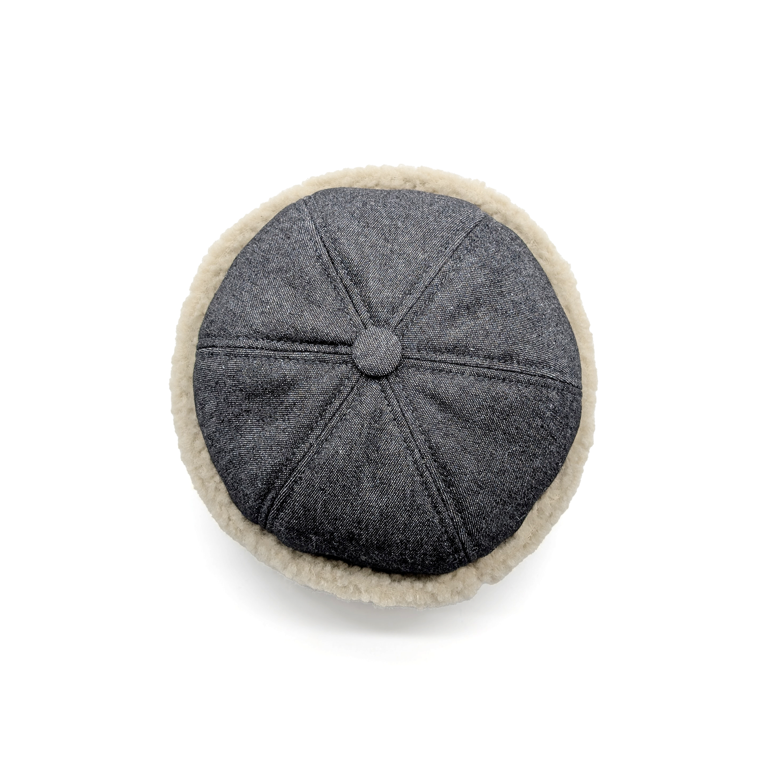 doria-1905-teddy-berretto-denim-grigio-con-risvolto-teddy-sabbia image 5