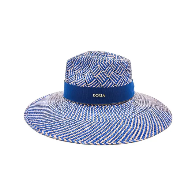 doria-1905-karen-cappello-drop-donna-in-panama-brisa-blu-e-beige-tesa-larga image 1