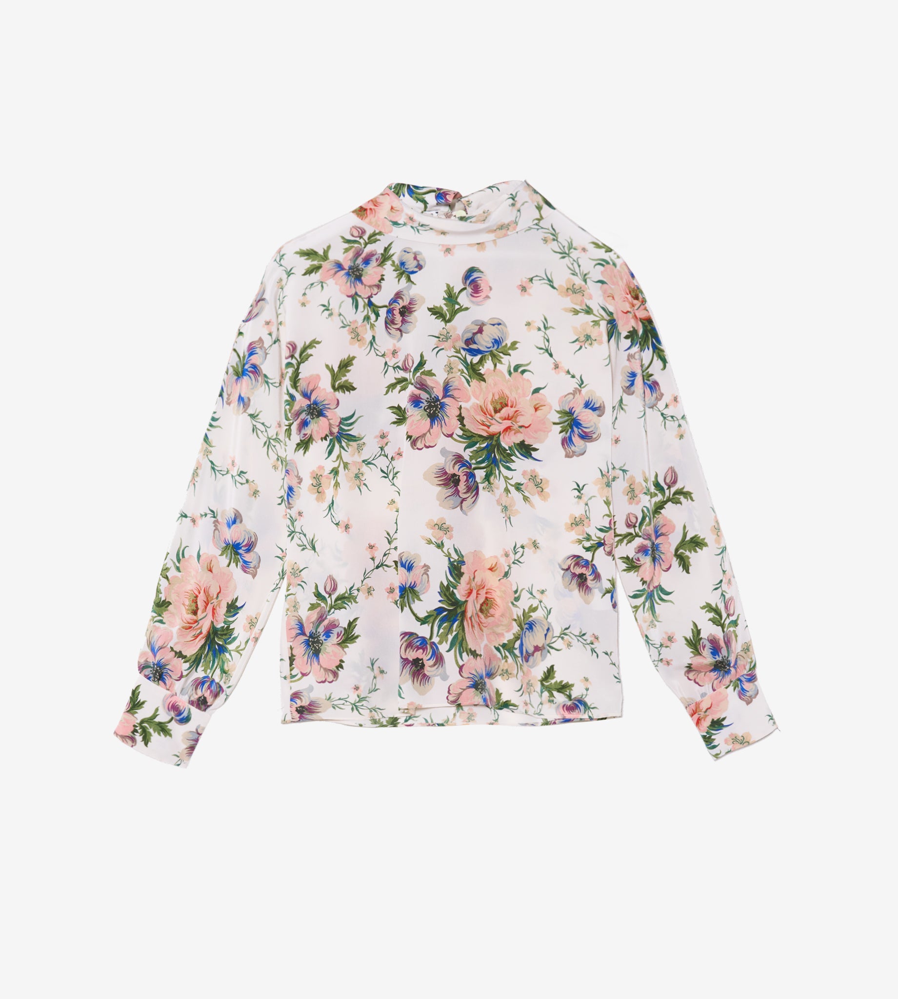 mantero-1902-tecla-blusa-con-colletto-alto-e-bottoni-in-seta-reversibile-made-in image 1