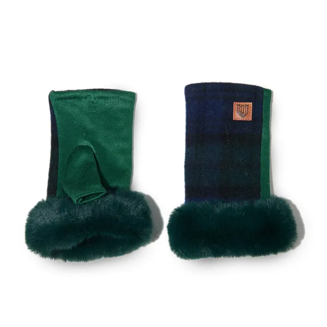 cappellificio-biellese-1935-ladies-lambswool-mittens-black-watch-tartan-muffole- image 1