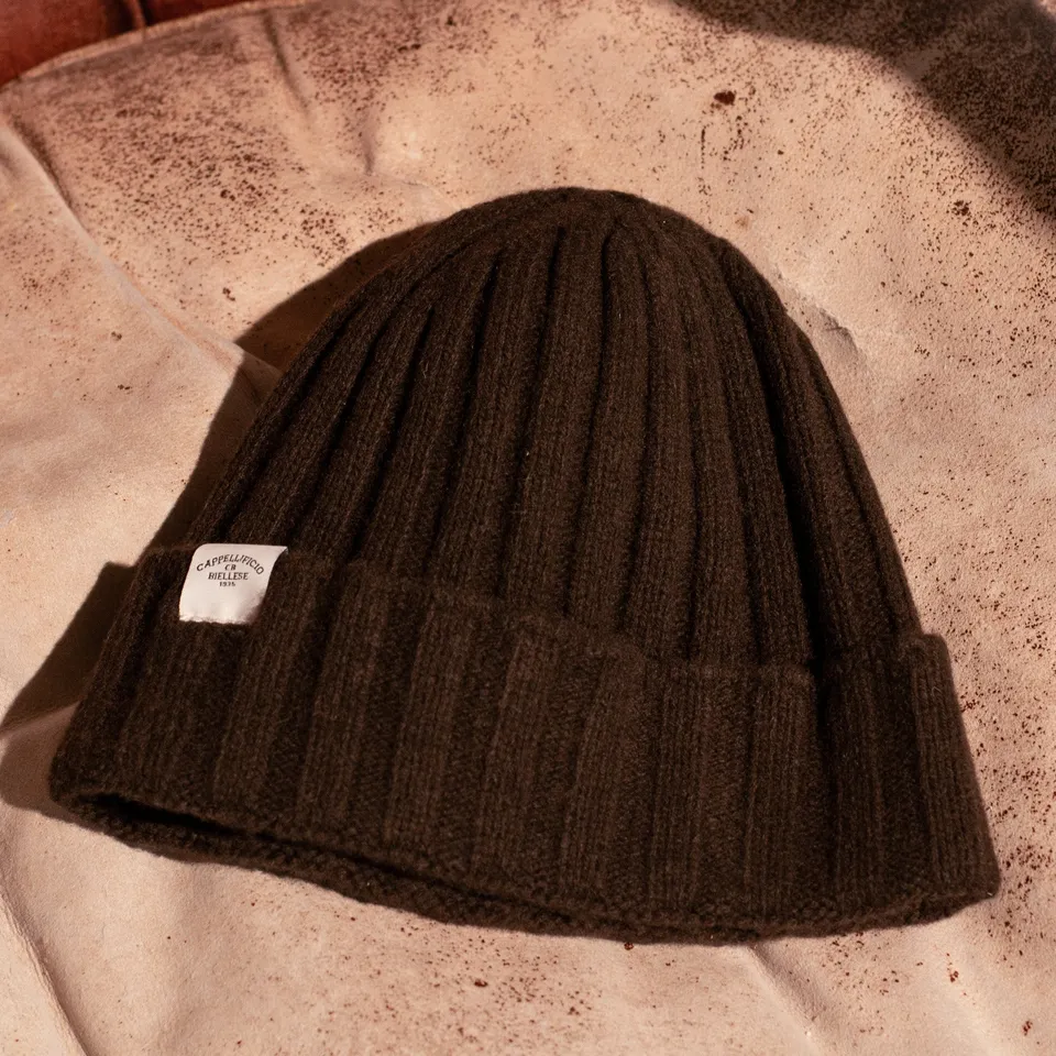 cappellificio-biellese-1935-cuffia-in-cashmere-marrone-taglia-unica image 1