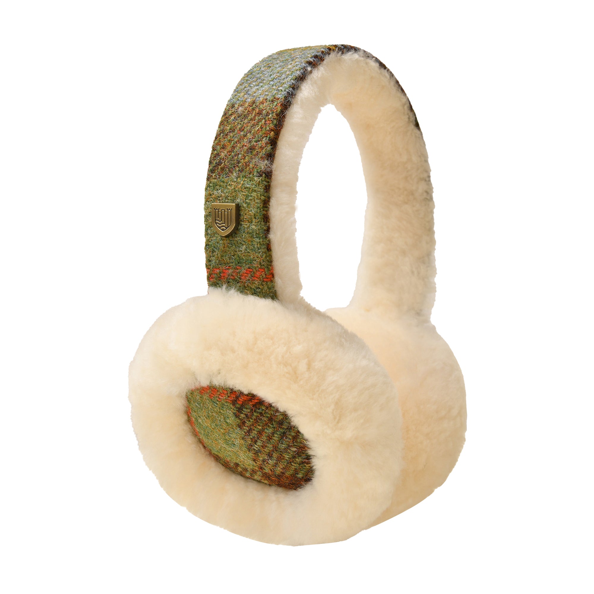 cappellificio-biellese-1935-sheepskin-earmuffs-chestnut-blue-tartan-paraorecchie image 1