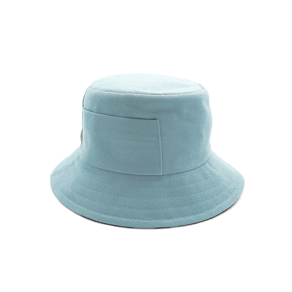doria-1905-boris-bucket-in-tela-olona-azzurro-piscina-con-tasca image 4