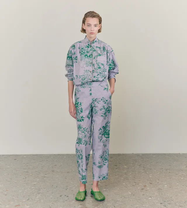 mantero-1902-doris-pantaloni-cropped-sartoriali-con-tasche-francesi-made-in-ital image 1