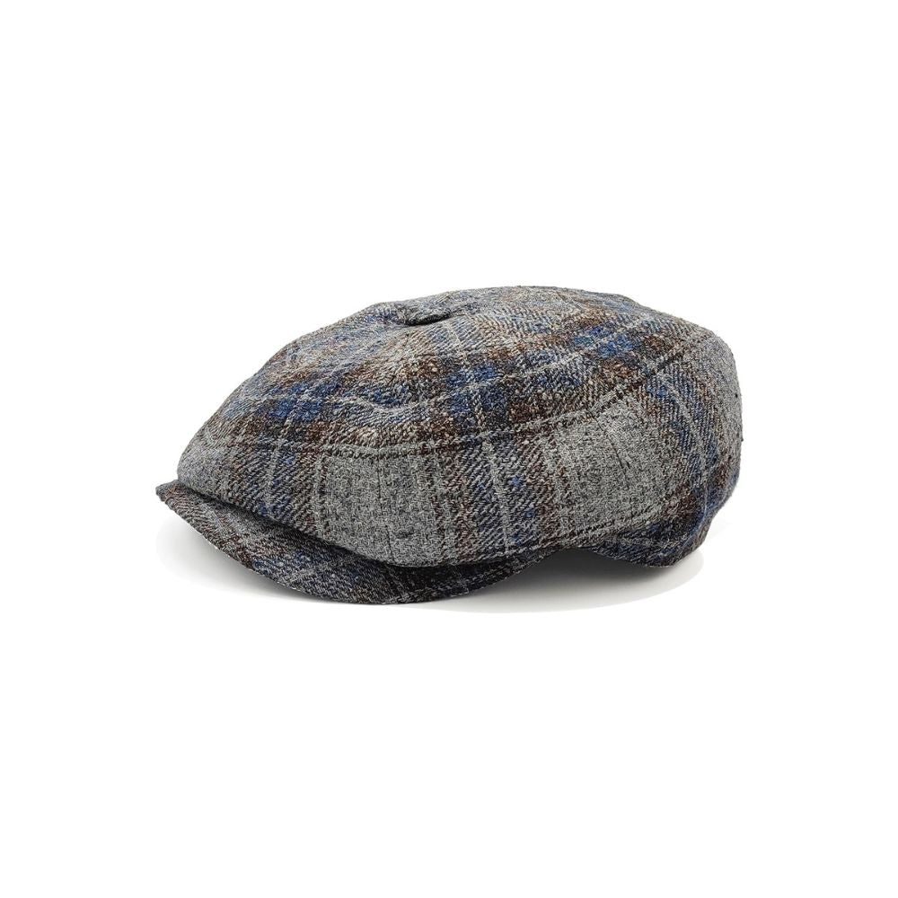 doria-1905-berretto-irlandese-8-spicchi-tartan-blu-cacao-grigio image 1