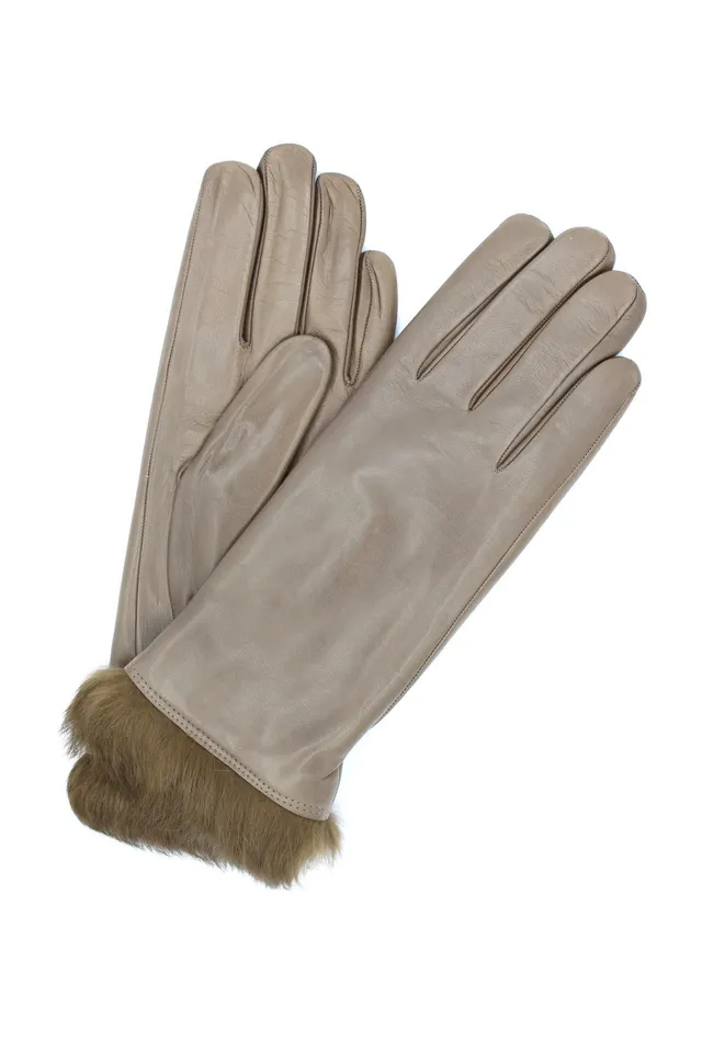 sermoneta-gloves-guanto-nappa-foderato-lapin-con-bordo-in-tinta-fango image 1