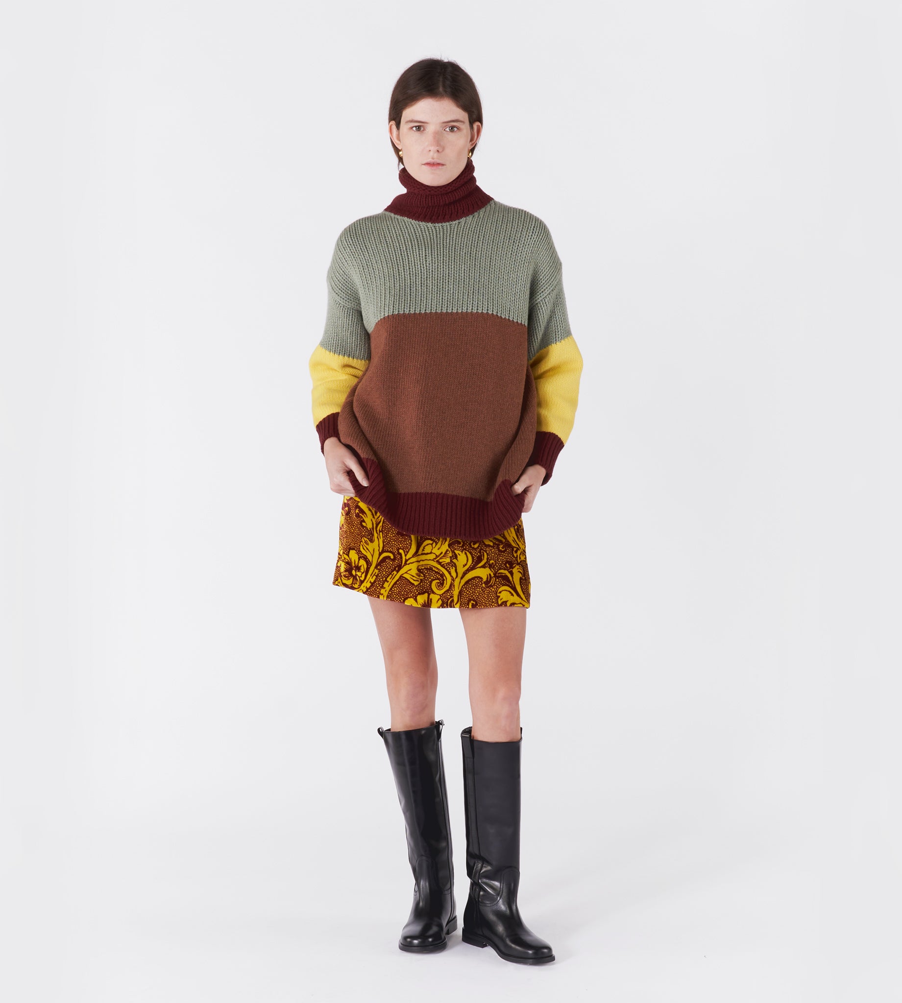 mantero-1902-laura-maglione-a-collo-alto-in-lana-color-block image 2