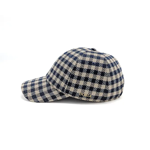 doria-1905-icon-berretto-da-baseball-in-tweed-check-blu-beige image 1