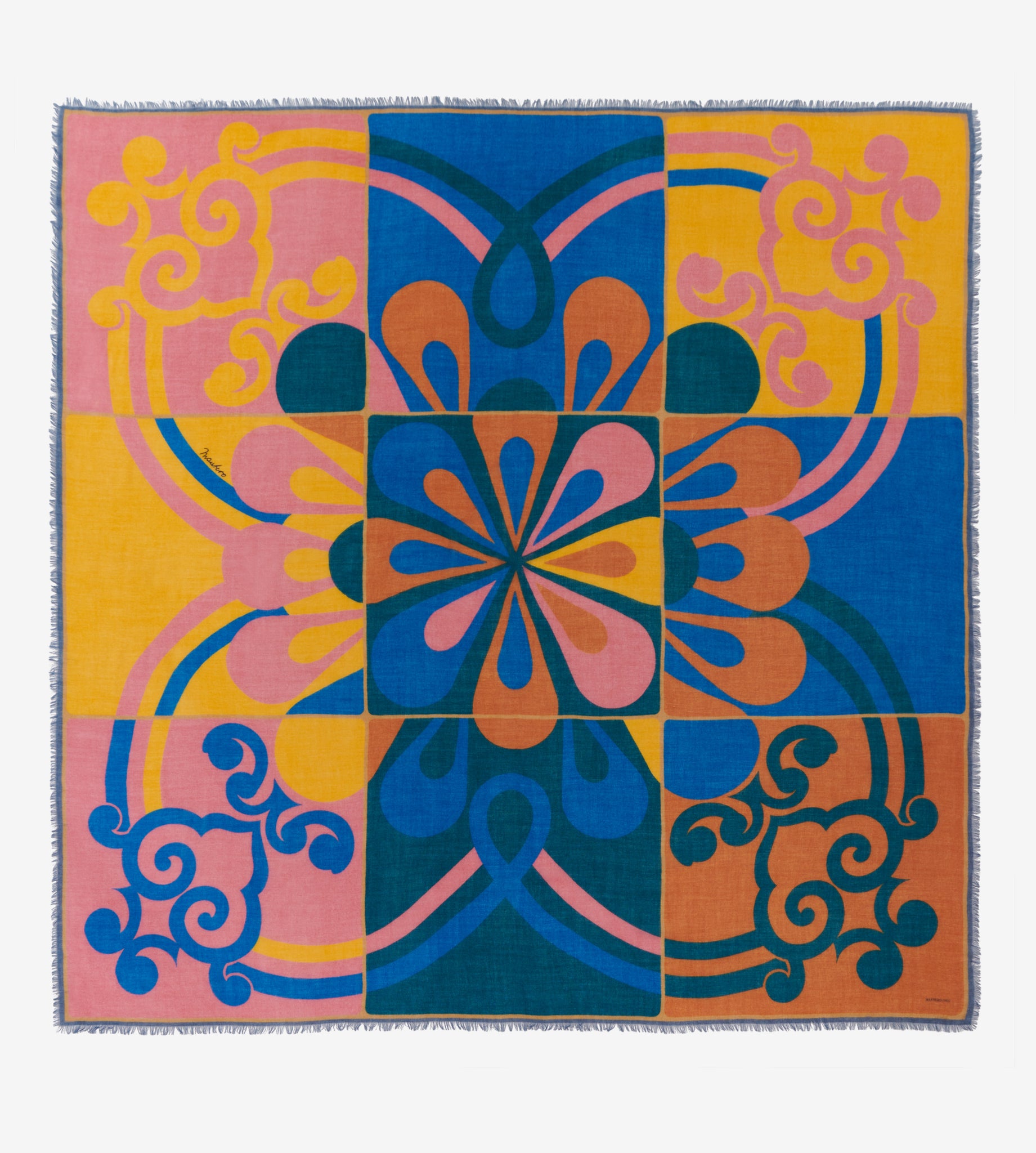 mantero-1902-tic-tac-toe-grand-carr-140x140-cm-con-frange-a-mano image 1