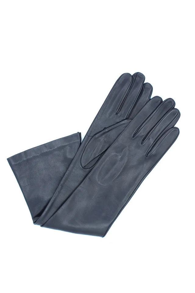 sermoneta-gloves-guanto-nappa-lungo-foderato-seta-navy image 1
