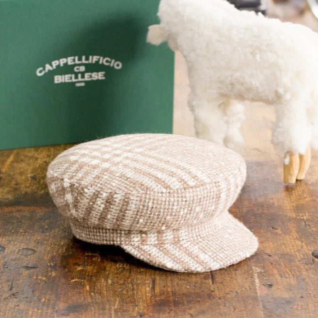 cappellificio-biellese-1935-marine-in-baby-alpaca-principe-di-galles-beige image 2