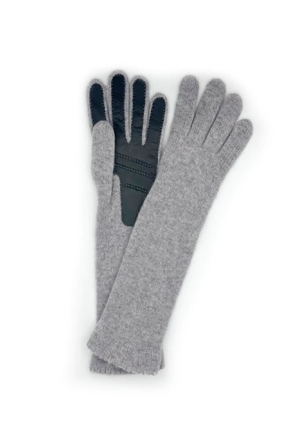 sermoneta-gloves-guanto-100-cashmere-4bt-con-palmo-in-nappa-grigio-chiaro image 1