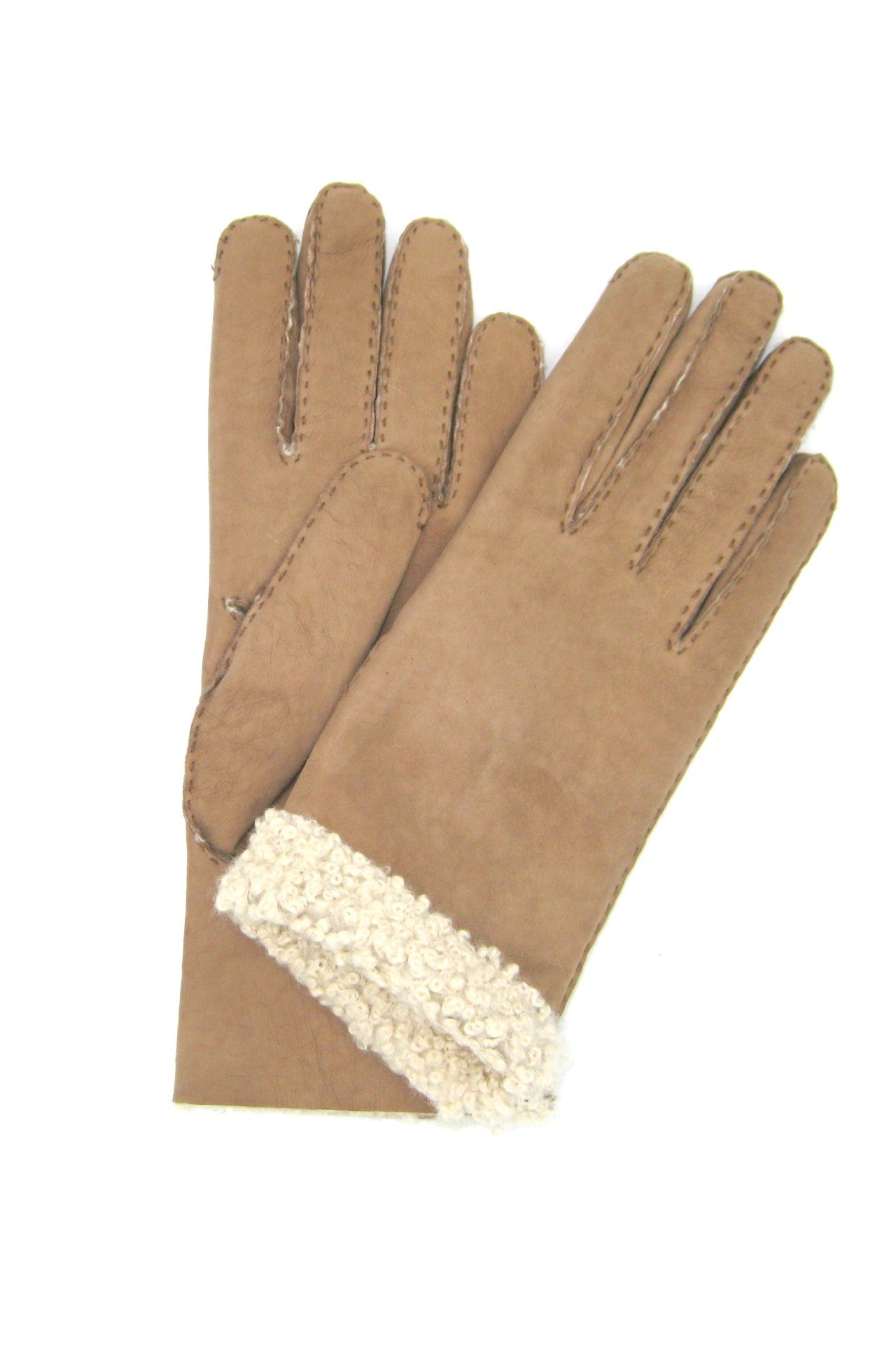 sermoneta-gloves-guanto-donna-in-montone-rovesciato-cucito-a-mano-toupe image 1