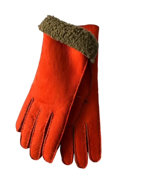 merola-gloves-guanti-in-shearling-cuciti-a-mano-made-in-italy-arancione-verde-ol image 1