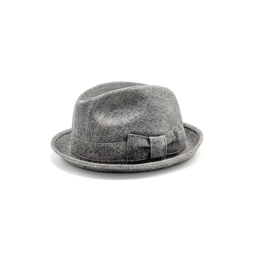 doria-1905-sabino-cappello-fedora-in-denim-raw-black image 1