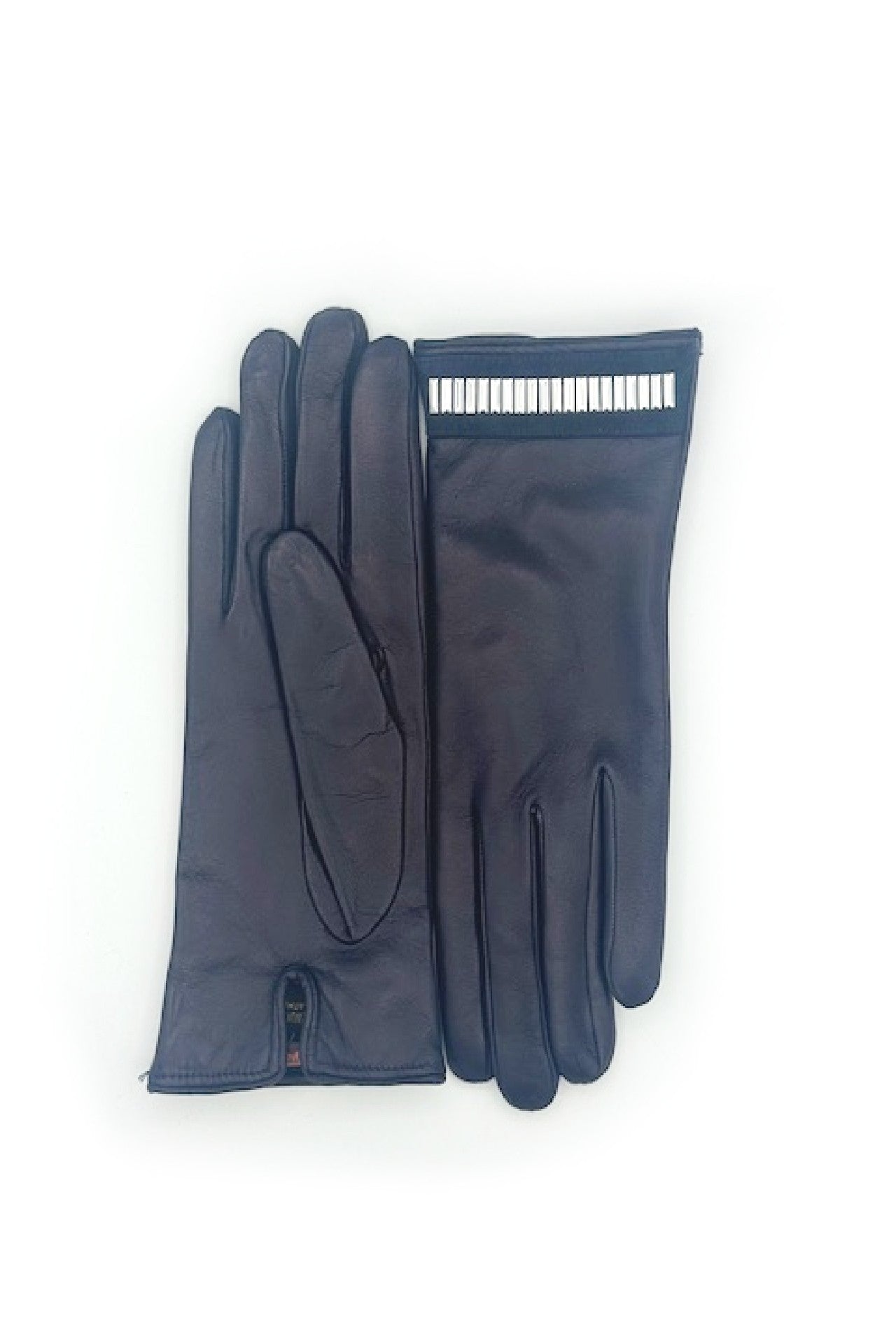 sermoneta-gloves-guanto-in-nappa-con-bracciale-silver-al-polso-blu-navy image 2
