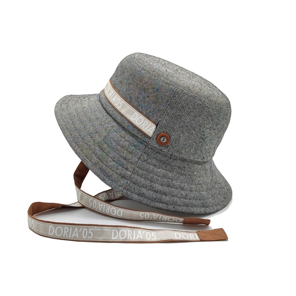 doria-1905-orano-cappello-bucket-reversibile-in-canvas-cotone-grigio-safari image 1