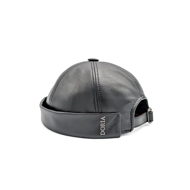 doria-1905-docker-berretto-zuccotto-ecopelle-nero image 1