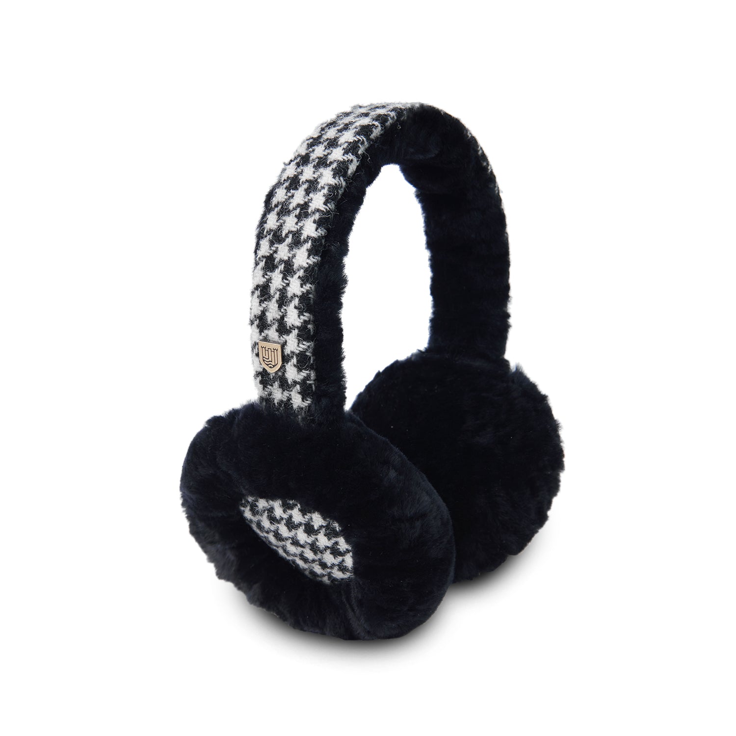 cappellificio-biellese-1935-paraorecchie-in-shearling-fantasia-dogtooth-nero-bia image 1