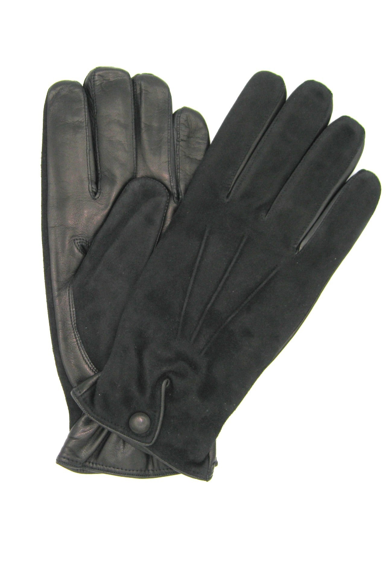 sermoneta-gloves-guanto-fashion-in-nappa-e-camoscio-con-bottoncino-nero image 1