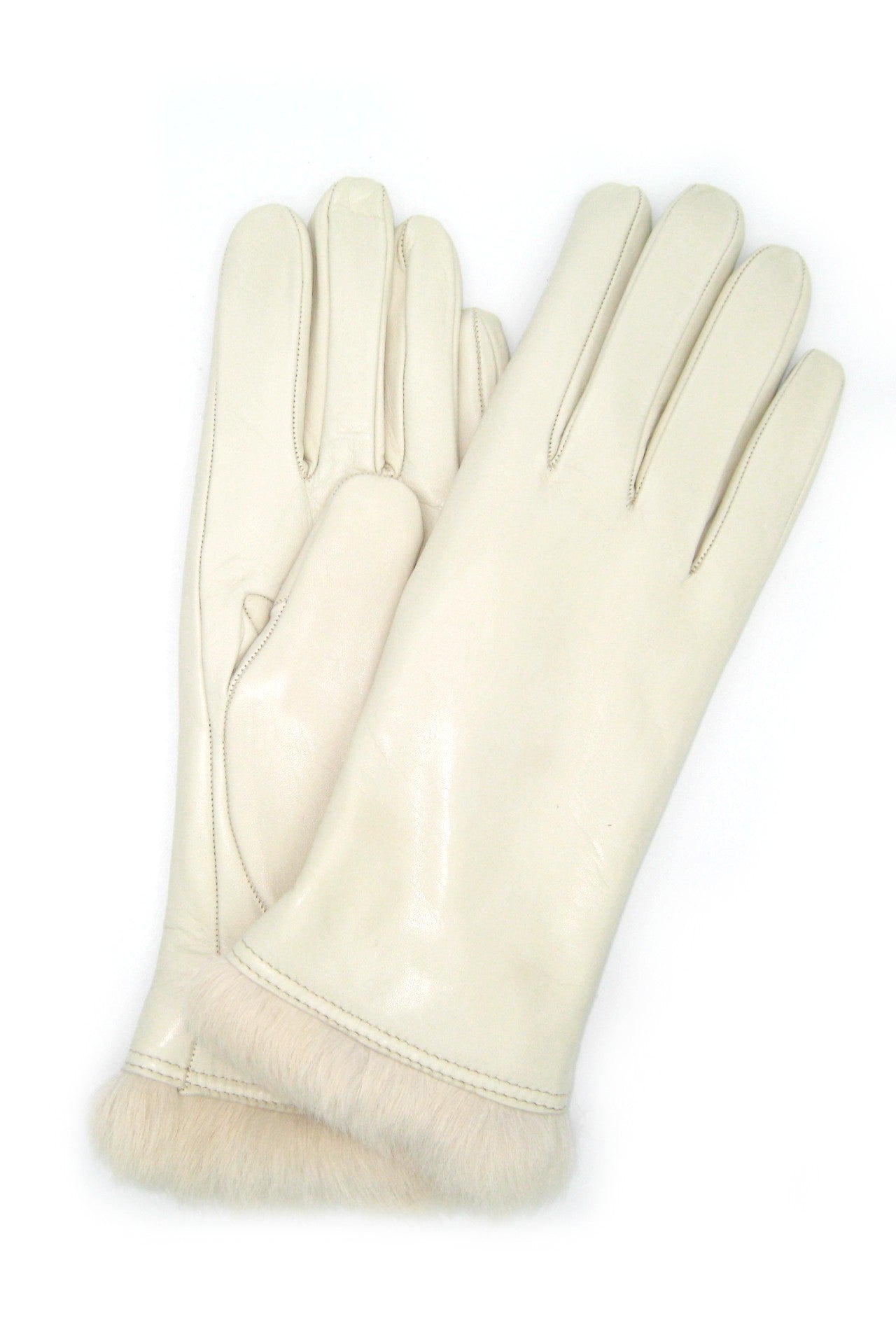 sermoneta-gloves-guanto-nappa-4bt-foderato-lapin-con-bordo-in-pelo-tinta-panna image 1